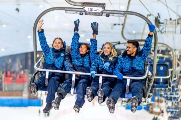 Enjoying elevated views from the chairlift