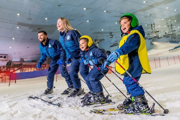 Family Enjoy Indoor snowboarding at Ski Dubai